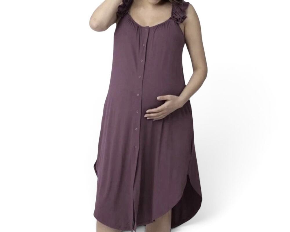 Kindred Bravely Ruffle Strap Labor & Delivery Gown Size XL/XXL Burgundy Nursing